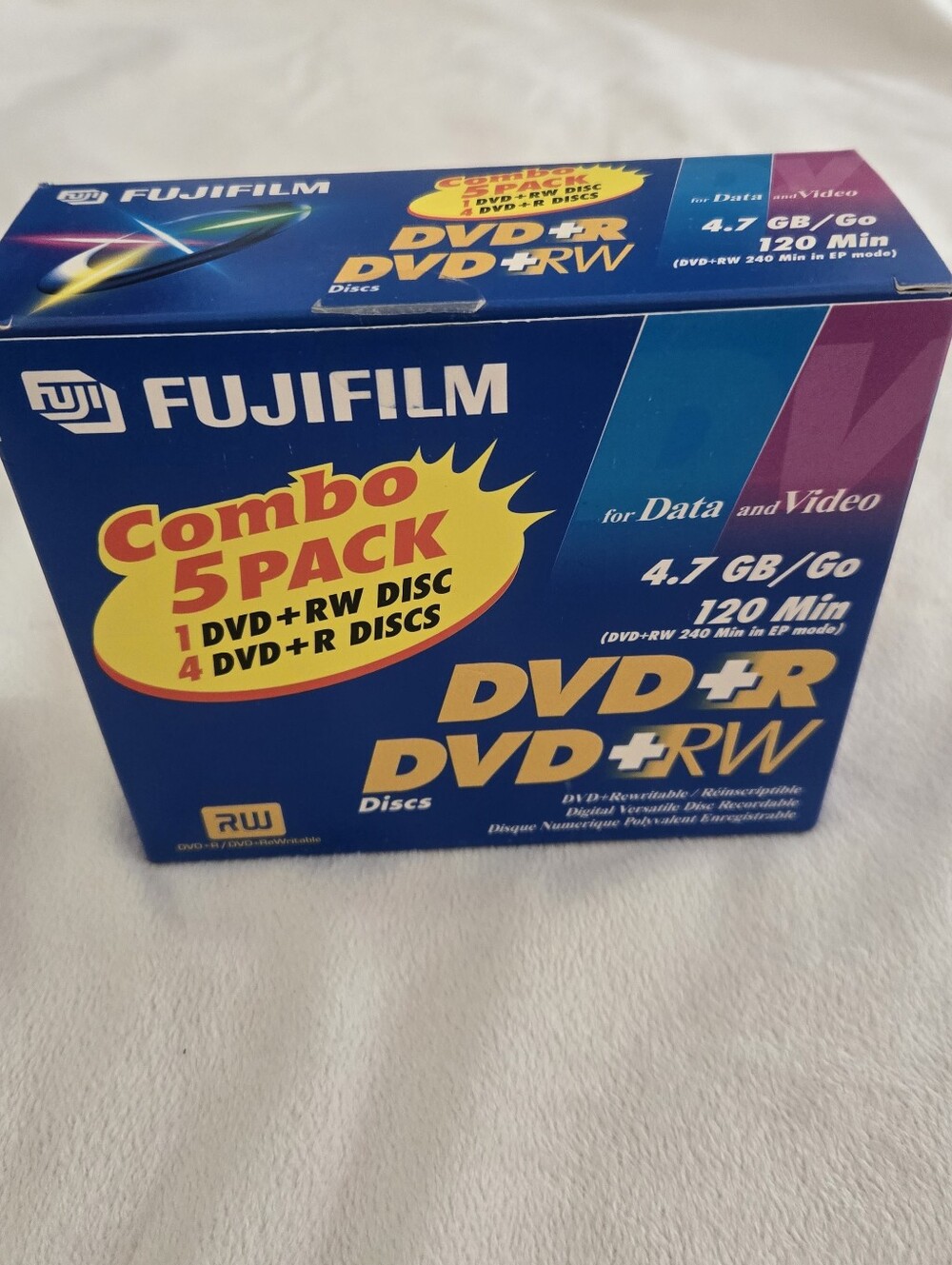 Fujifilm Combo 5 Pack DVD+RW and DVD+R Discs For Data & Video 4.7 GB Rewritable